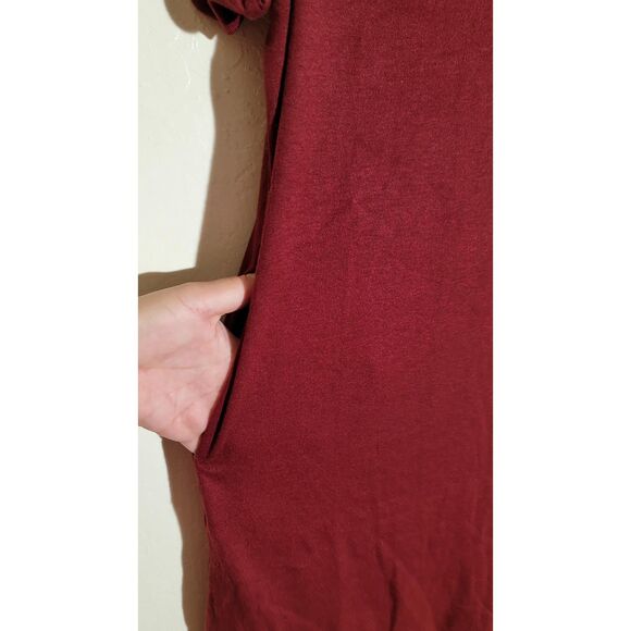 YEXIPO NWT Short Sleeve T Shirt Dress Wine Red Loose Fit Dress w/Pockets sz S - Picture 4 of 8
